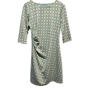 J.McLaughlin Horse Bit Dress Womens M Ruched Catalina Cloth Preppy Equestrian